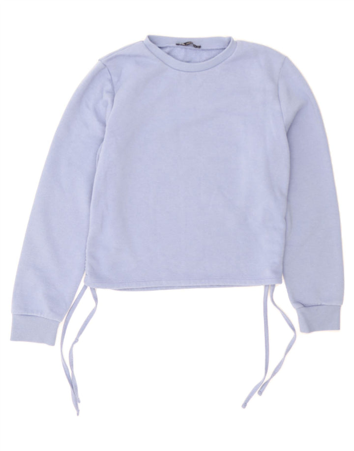 ZARA Womens Crop Sweatshirt Jumper UK 14 Medium Blue Polyester Vintage Zara and Second-Hand Zara from Messina Hembry 