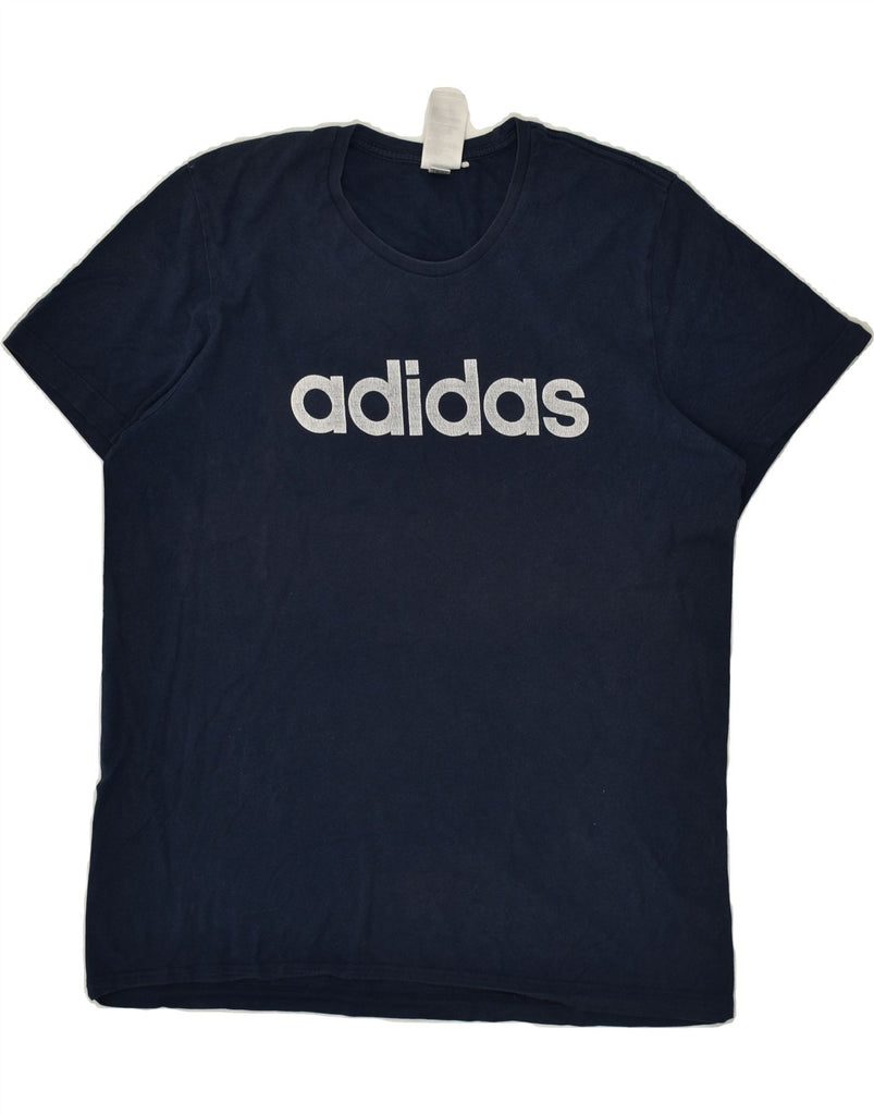 ADIDAS Mens Graphic T-Shirt Top Large Navy Blue Cotton Vintage Adidas and Second-Hand Adidas from Messina Hembry 