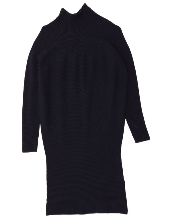 Phase Eight Womens Knit Long Sleeve Drop Waist Dress UK 12 Medium Navy Blue