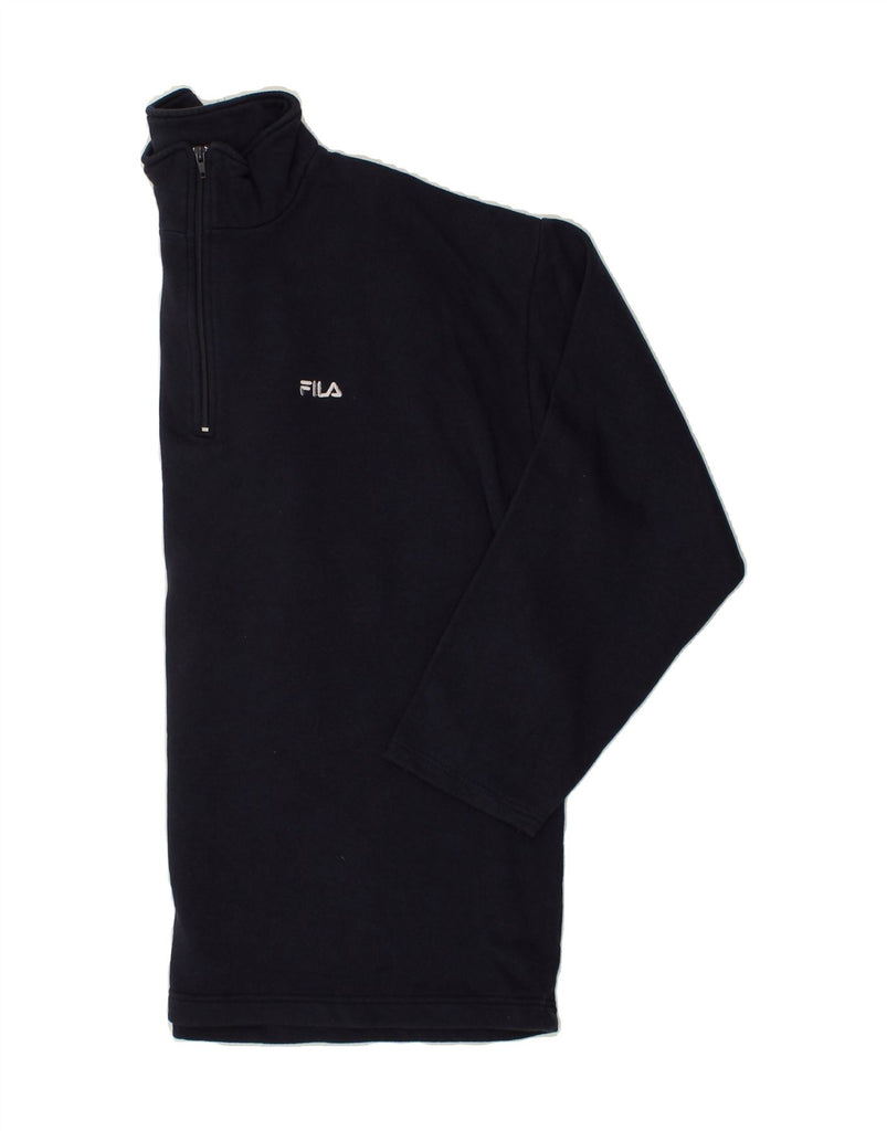 FILA Mens Zip Neck Sweatshirt Jumper IT 56 2XL Black Cotton | Vintage Fila | Thrift | Second-Hand Fila | Used Clothing | Messina Hembry 