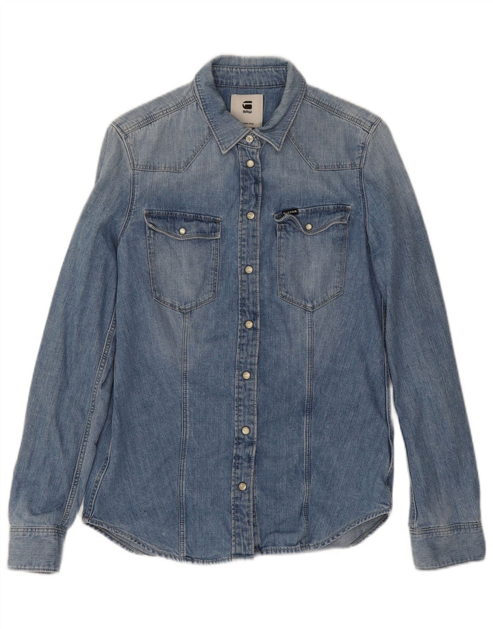 G-Star Womens Denim Shirt UK 14 Medium Blue