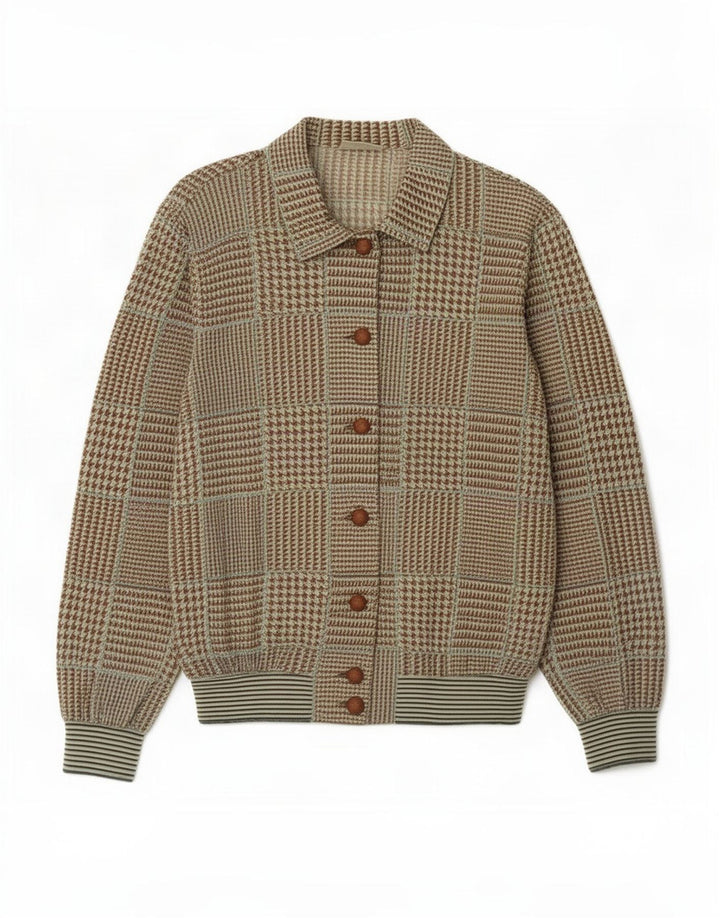 Liola Womens Cardigan Top UK 14 Medium Brown Houndstooth