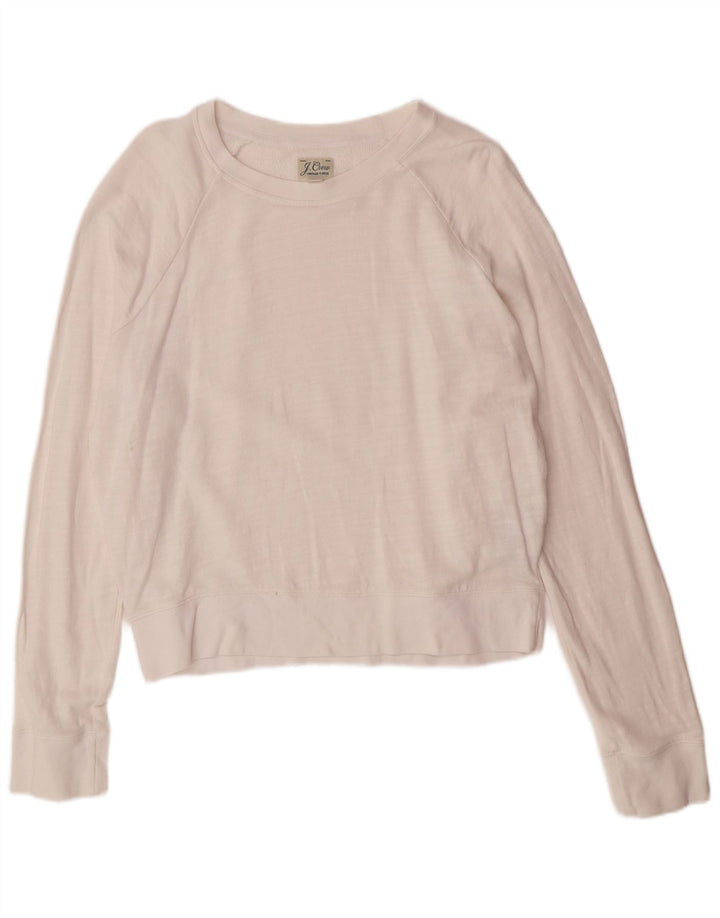 J. CREW Womens Oversized Sweatshirt Jumper UK 10 Small White Cotton