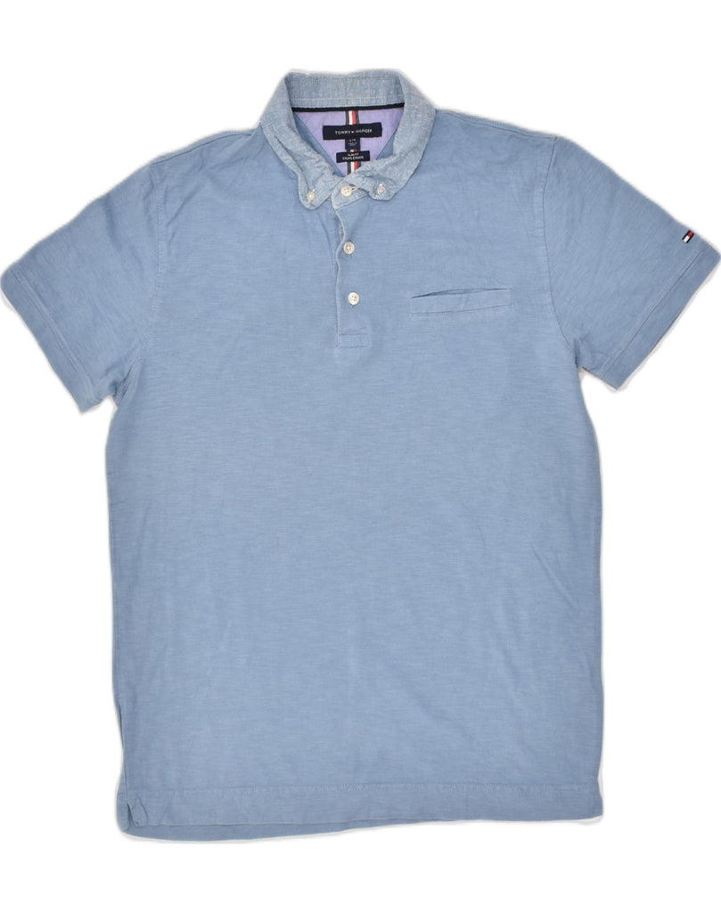 TOMMY HILFIGER Mens Slim Fit Polo Shirt Large Blue Cotton | Vintage Tommy Hilfiger | Thrift | Second-Hand Tommy Hilfiger | Used Clothing | Messina Hembry 