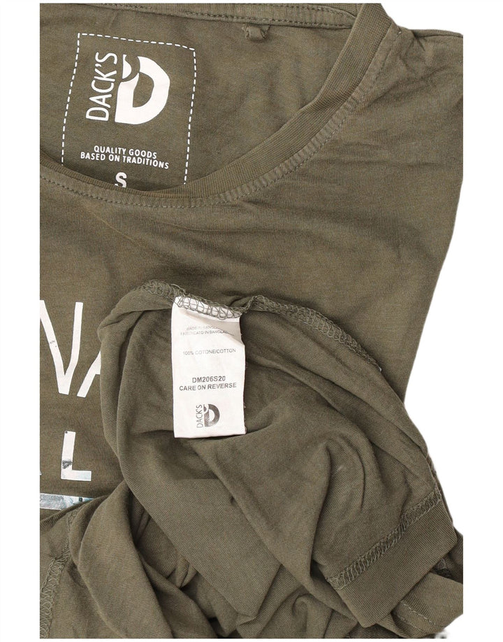 Dack's Mens Graphic T-Shirt Top Small Khaki Cotton