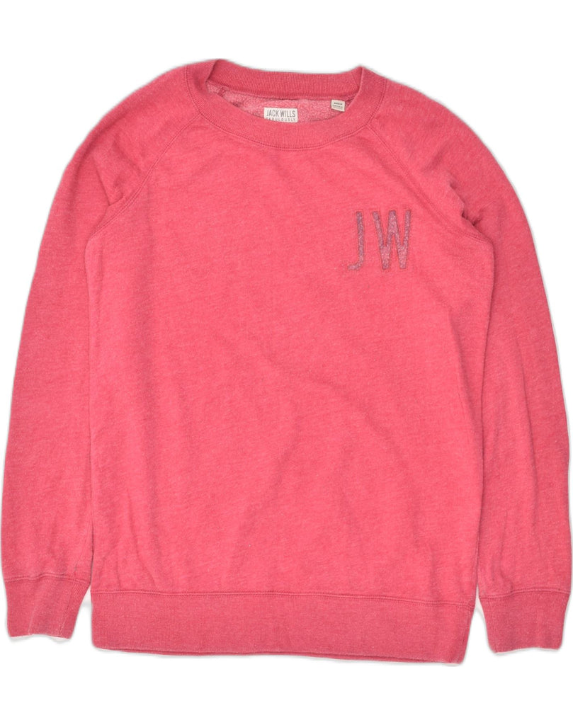 JACK WILLS Womens Loose Fit Sweatshirt Jumper UK 8 Small  Pink Cotton | Vintage Jack Wills | Thrift | Second-Hand Jack Wills | Used Clothing | Messina Hembry 