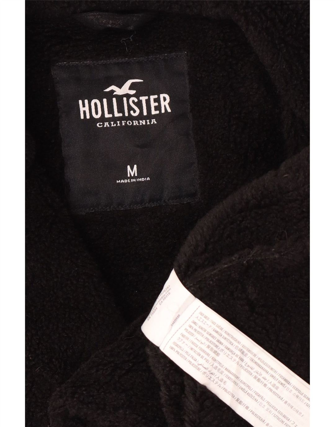 Hollister Womens Sherpa Coat UK 14 Medium Black Polyester