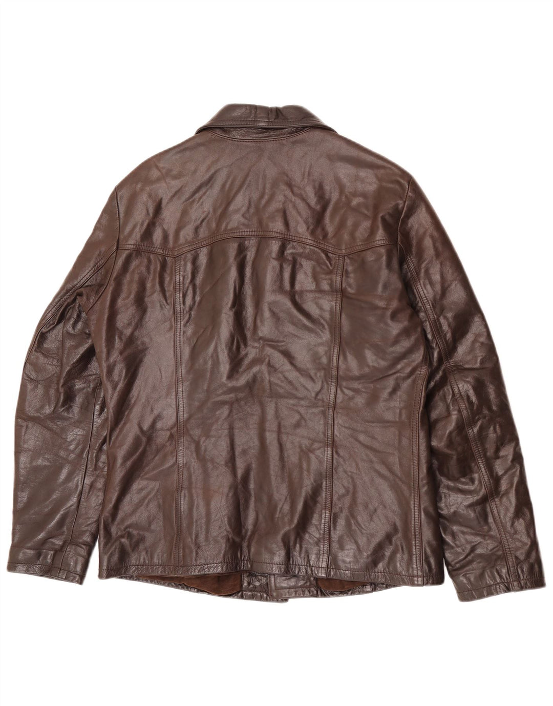 Vintage Mens Leather Jacket IT 48 Medium Brown Leather