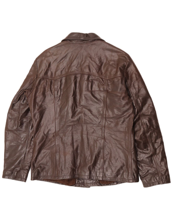 Vintage Mens Leather Jacket IT 48 Medium Brown Leather