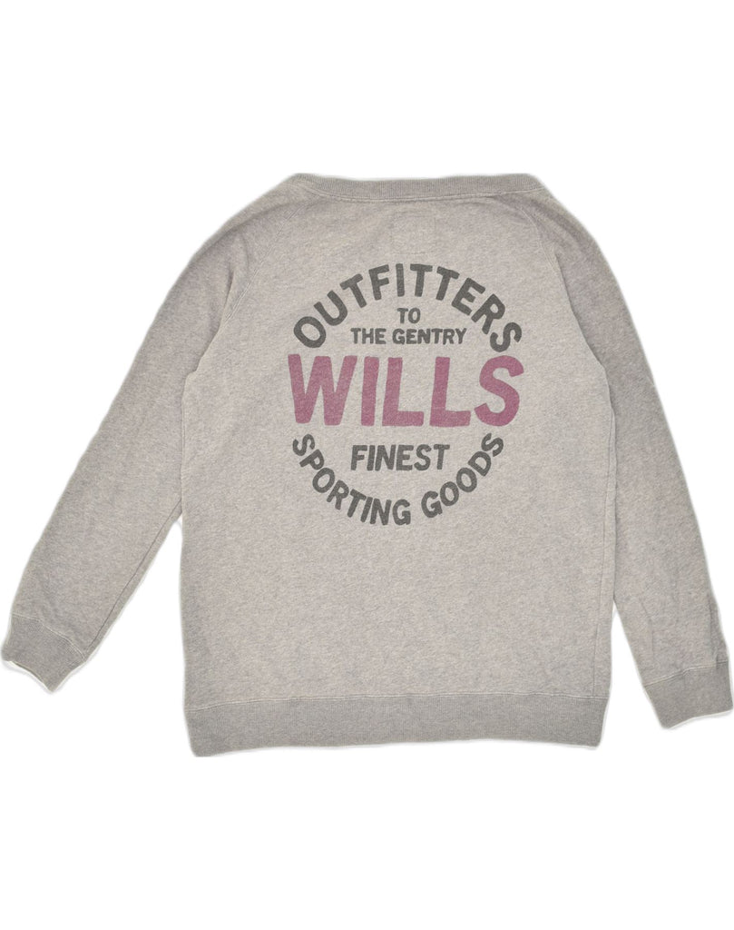 JACK WILLS Womens Graphic Sweatshirt Jumper UK 14 Large Grey Cotton | Vintage Jack Wills | Thrift | Second-Hand Jack Wills | Used Clothing | Messina Hembry 