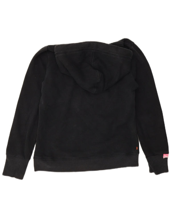 Superdry Womens Graphic Hoodie Jumper UK 14 Medium Navy Blue Cotton