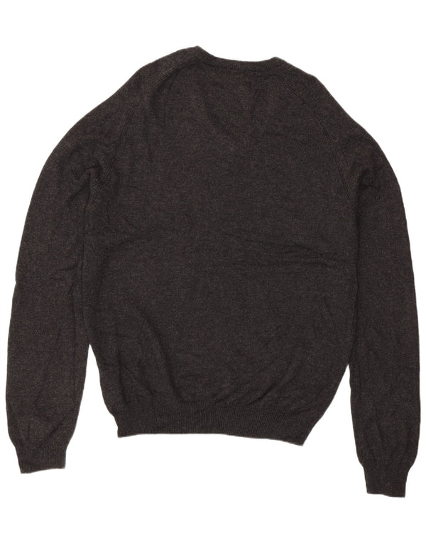 Marks & Spencer Mens V-Neck Jumper Sweater Large Grey Lambswool