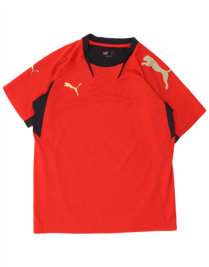 Puma Mens Graphic T-Shirt Top Small Red Colourblock