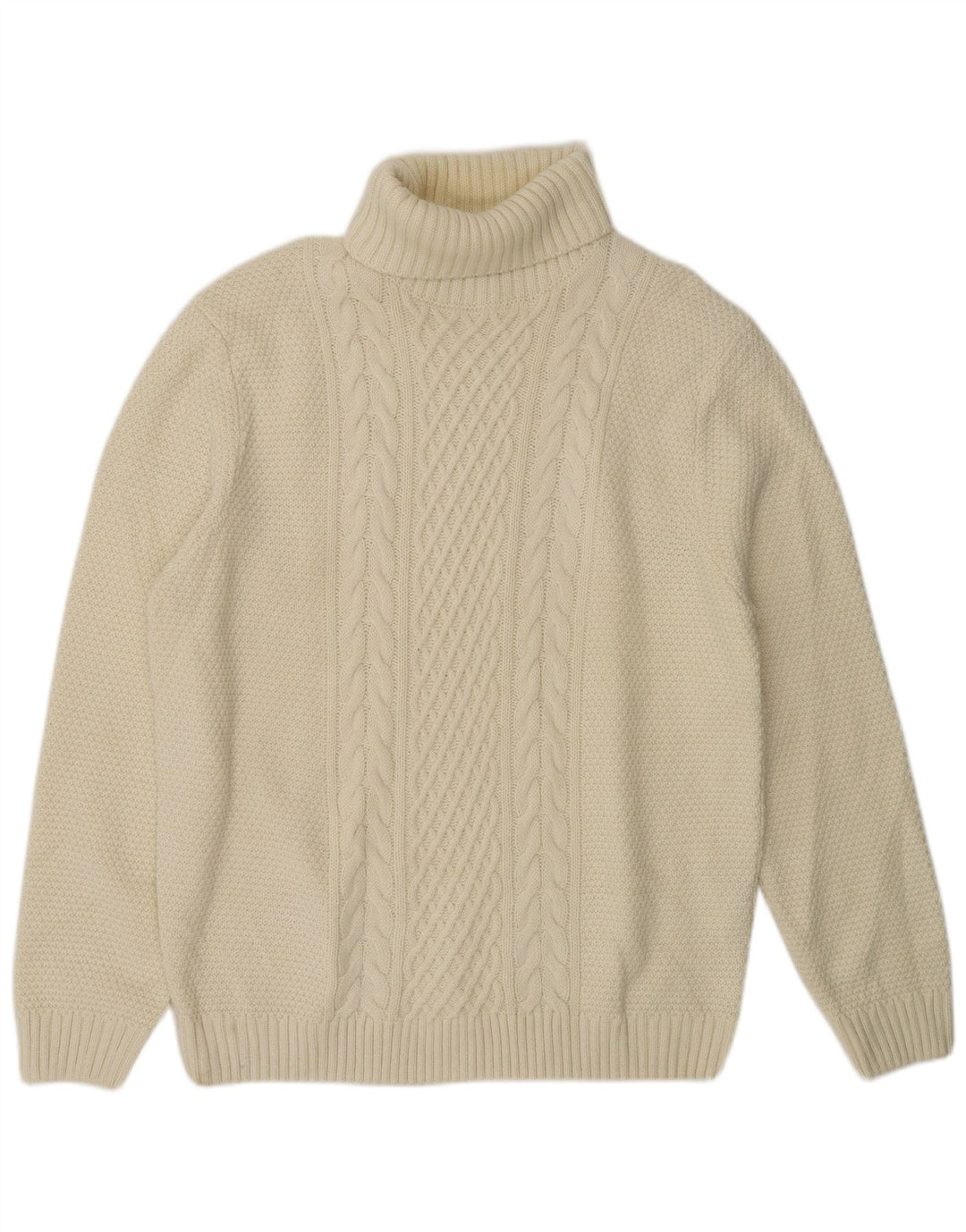PIOMBO Mens Roll Neck Jumper Sweater 2XL White Acrylic