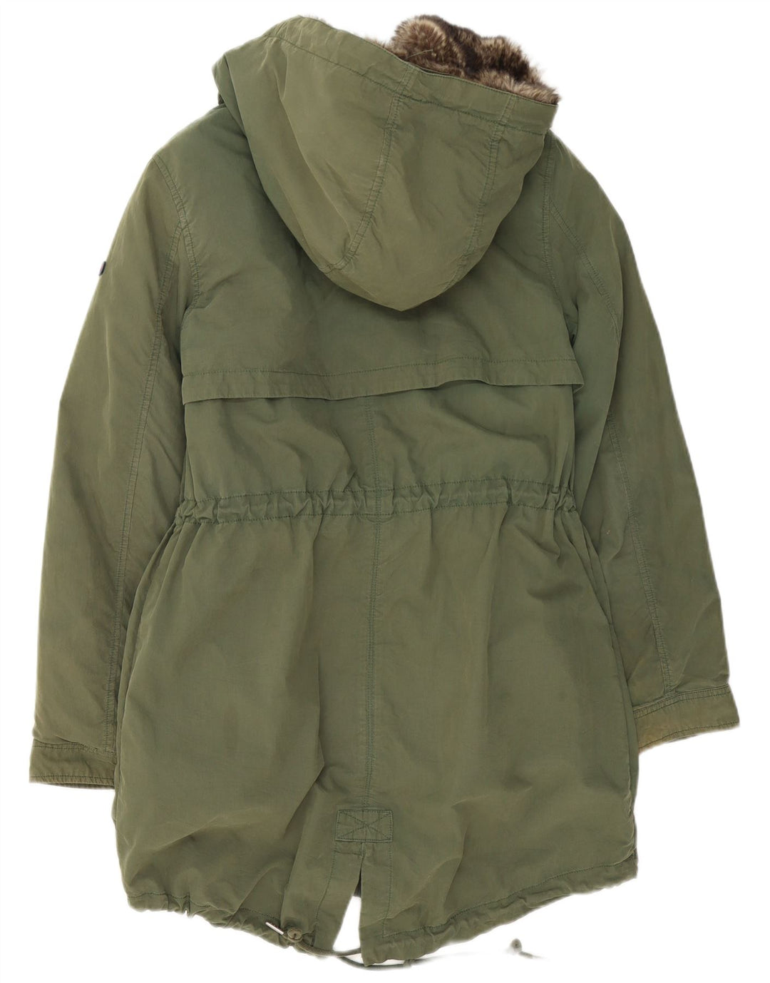 Tommy Hilfiger Womens Hooded Parka Jacket UK 14 Medium Green Cotton