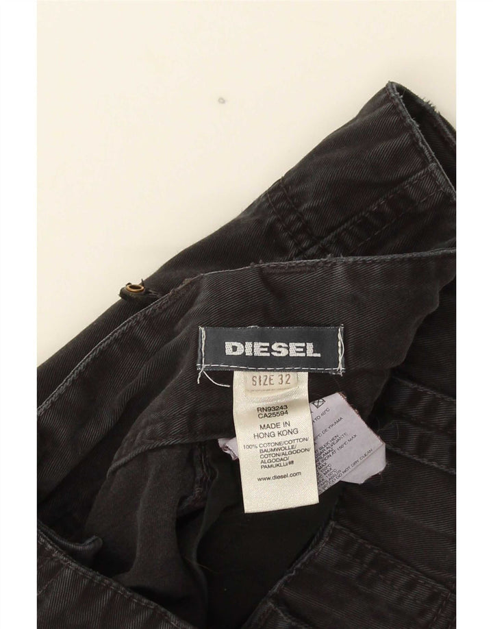 Diesel Mens Straight Cargo Trousers W32 L30 Black Cotton