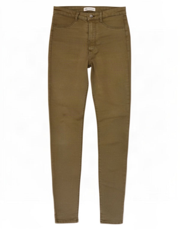 Zara Womens High Rise Skinny Jeans EU 38 Small W28 L27 Khaki Cotton