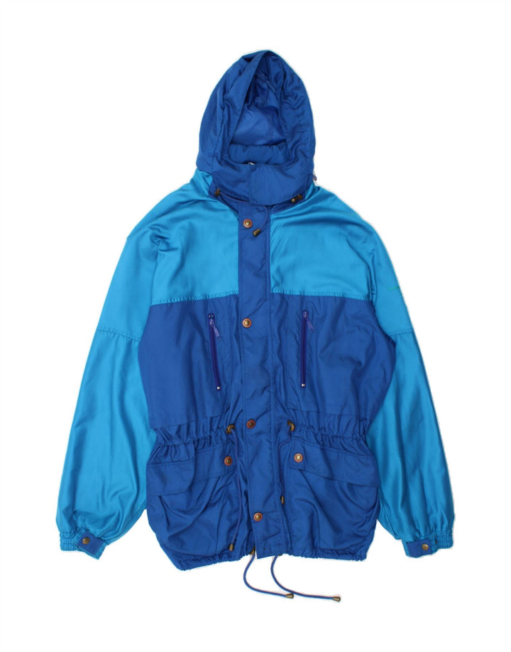 DUBIN Mens Hooded Raincoat IT 54 2XL Blue Colourblock Polyester Vintage Dubin and Second-Hand Dubin from Messina Hembry 