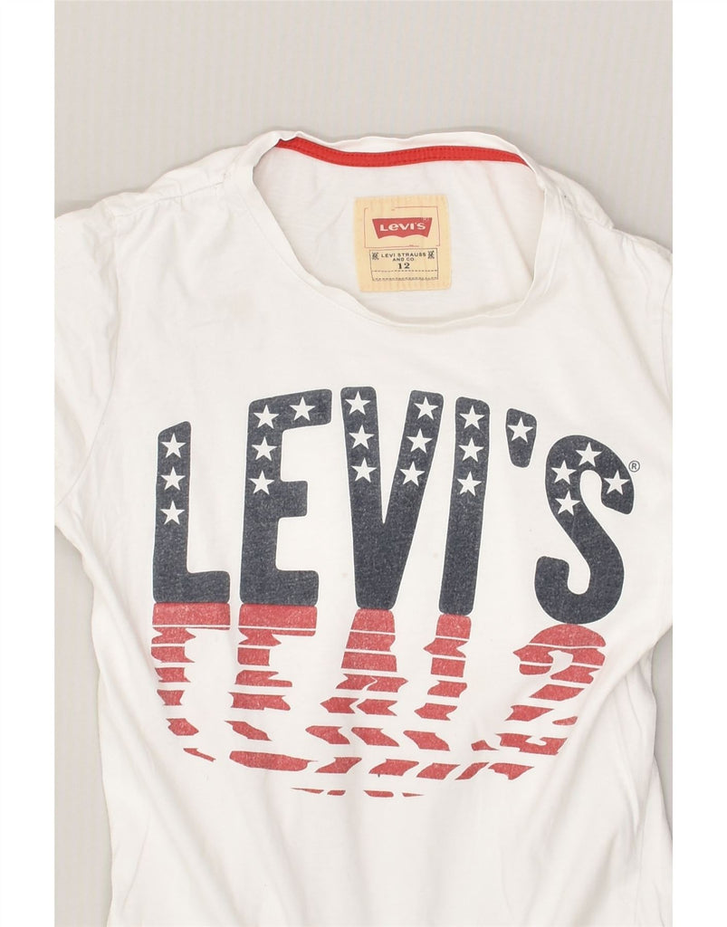 LEVI'S Girls Graphic T-Shirt Top 11-12 Years Off White Cotton | Vintage Levi's | Thrift | Second-Hand Levi's | Used Clothing | Messina Hembry 