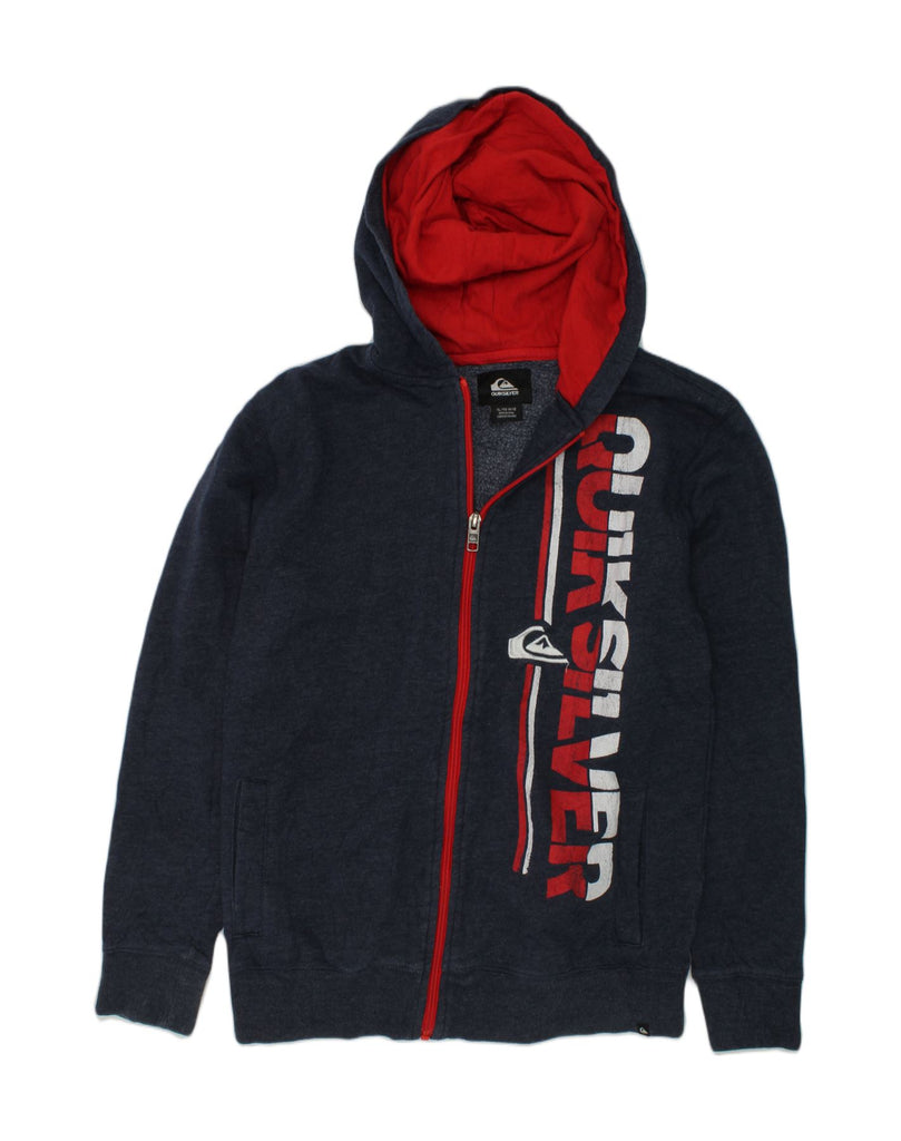 QUIKSILVER Boys Graphic Zip Hoodie Sweater 14-15 Years XL Navy Blue Cotton | Vintage Quiksilver | Thrift | Second-Hand Quiksilver | Used Clothing | Messina Hembry 