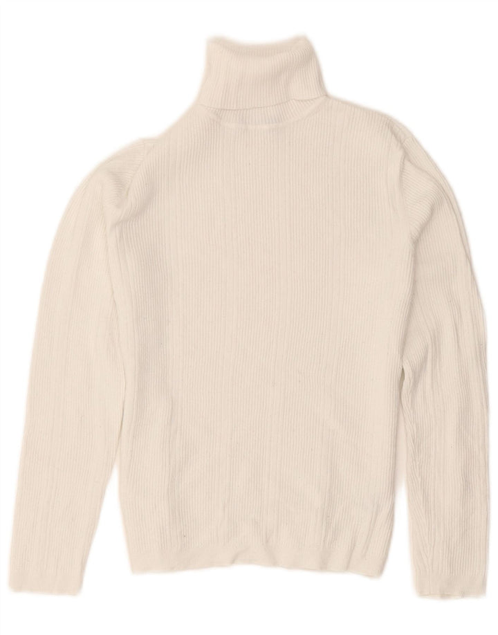Marks & Spencer Womens Roll Neck Jumper Sweater UK 12 Medium White Viscose