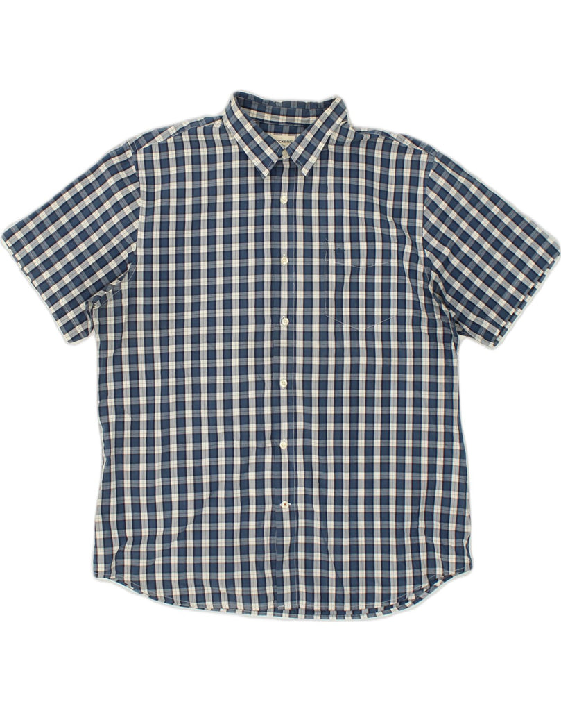 DOCKERS Mens Short Sleeve Shirt XL Navy Blue Check Cotton | Vintage Dockers | Thrift | Second-Hand Dockers | Used Clothing | Messina Hembry 