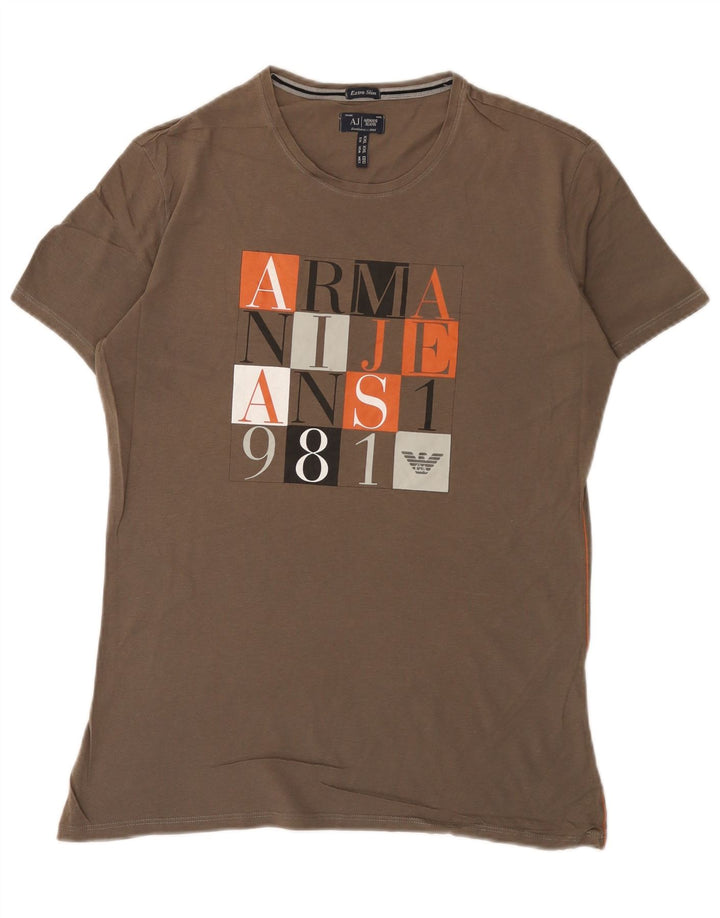 Armani Jeans Mens Extra Slim Graphic T-Shirt Top 2XL Grey
