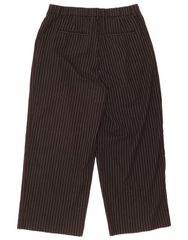 Benetton Womens High Waist Cropped Trousers UK 12 Medium W28 L23 Black