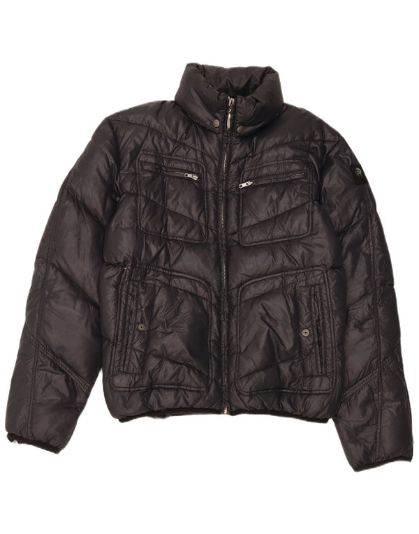 Diesel Mens Hooded Padded Jacket UK 44 2XL Black Nylon