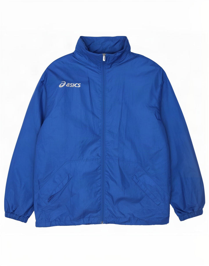 Asics Mens Hooded Rain Jacket UK 40 Large Blue Polyester