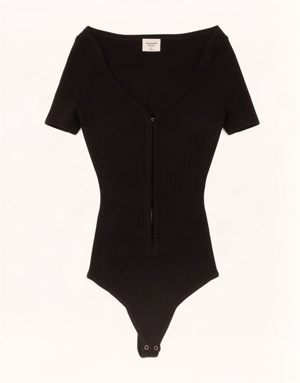 Abercrombie & Fitch Womens Bodysuit UK 2 2XS Black Cotton