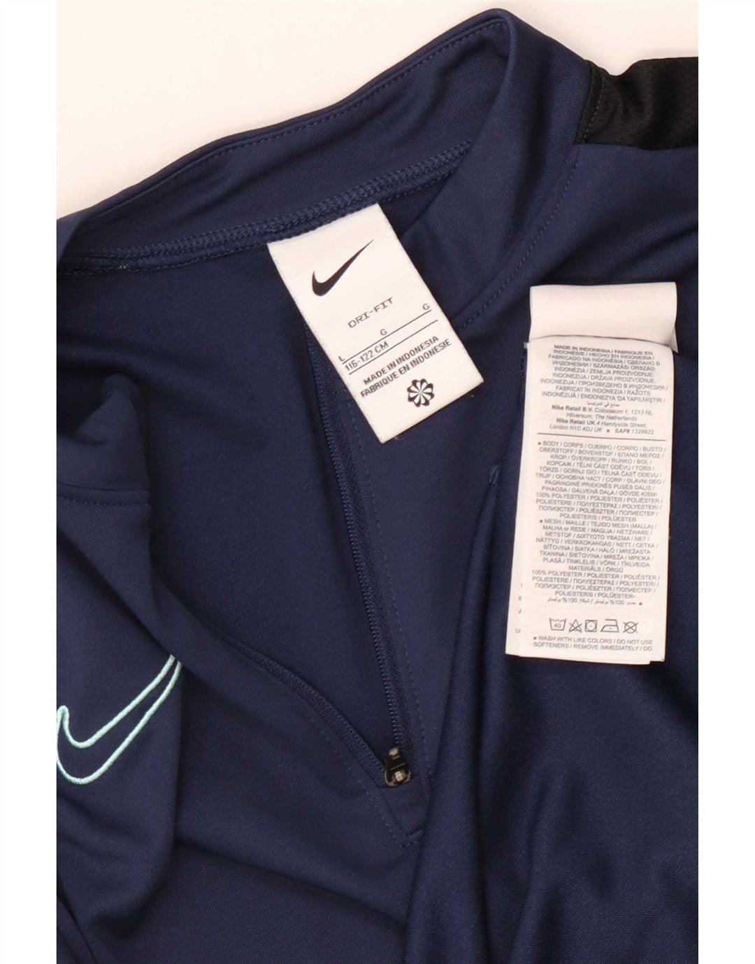 Nike Boys Dri Fit Pullover Tracksuit Top 6-7 Years Large Navy Blue