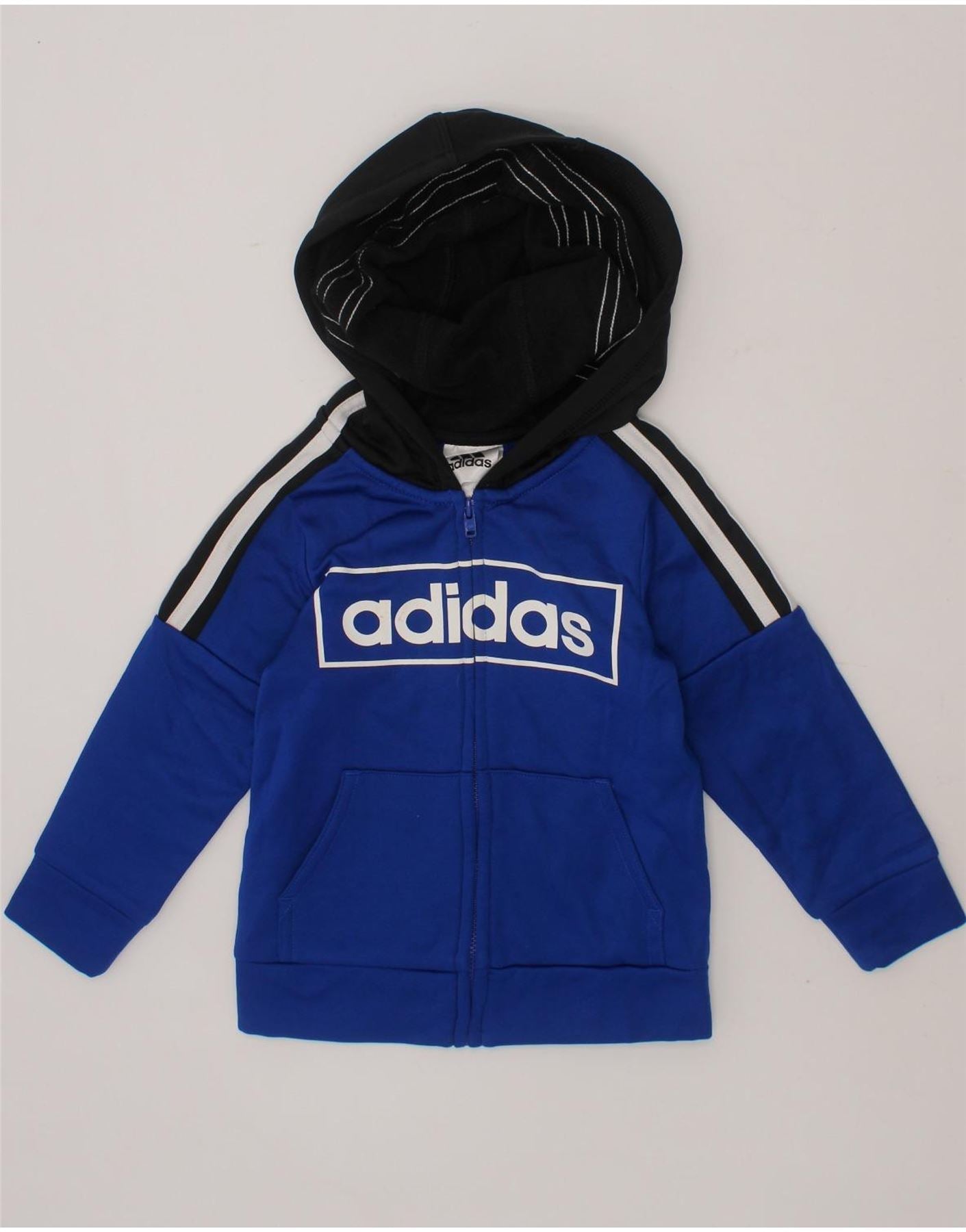 ADIDAS Baby Boys Graphic Zip Hoodie Sweater 18 24 Months Blue Colourblock