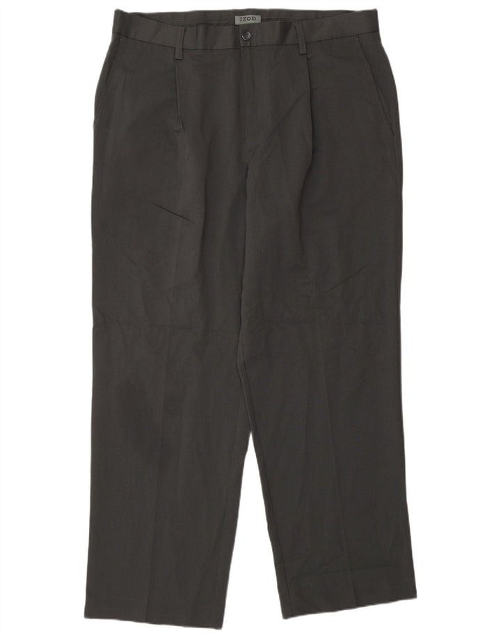 Izod Mens Straight Suit Trousers W36 L30 Grey Polyester