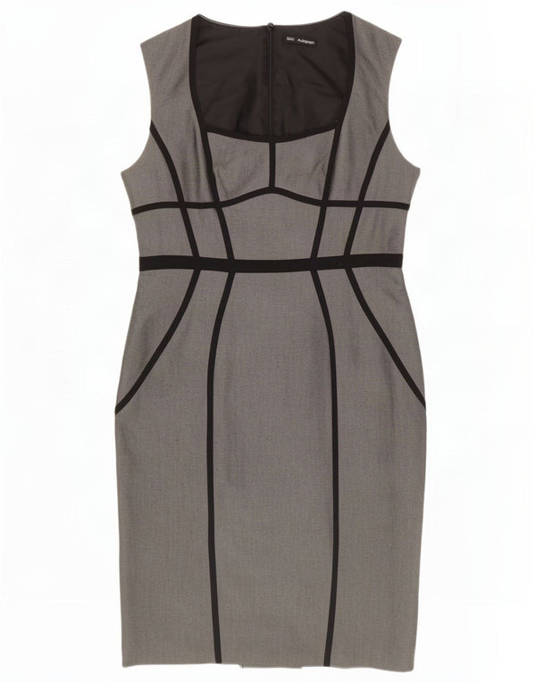 Marks & Spencer Womens Autograph Sleeveless Sheath Dress UK 14 Medium Grey