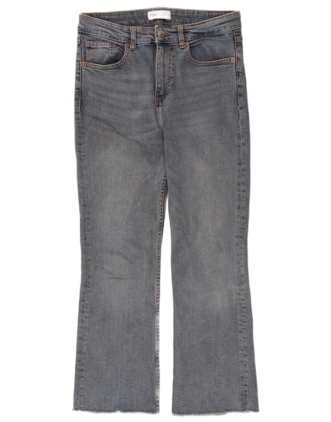 Zara Womens Crop Bootcut Jeans EU 38 Small W28 L26 Blue Cotton