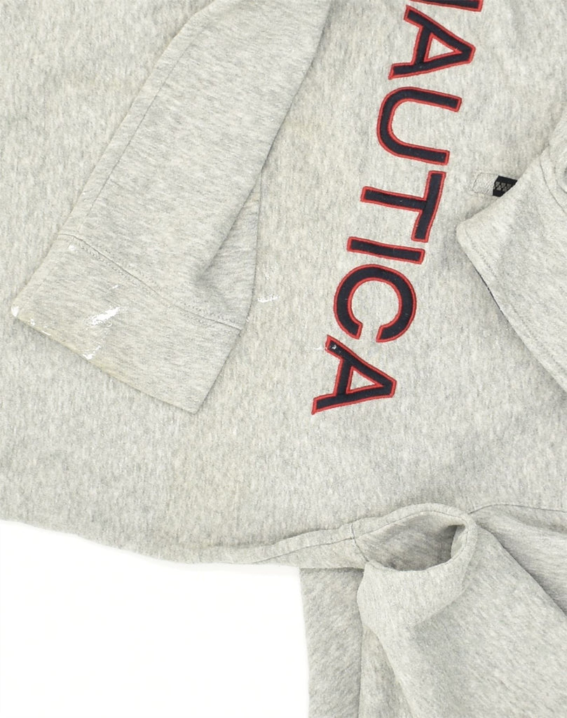 NAUTICA Mens Graphic Zip Neck Hoodie Jumper Small Grey Cotton | Vintage Nautica | Thrift | Second-Hand Nautica | Used Clothing | Messina Hembry 