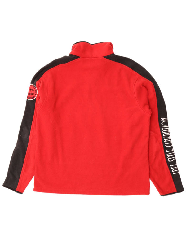 Danilo Trevigliani Mens Graphic Fleece Jumper Large Red Colourblock