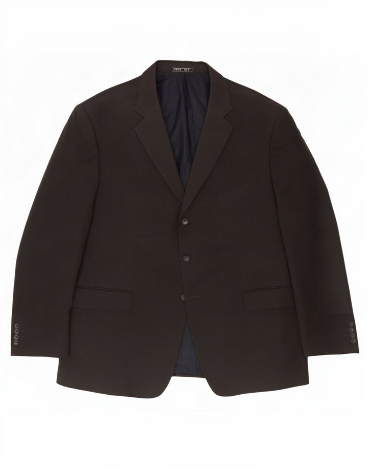 Marks & Spencer Mens 3 Button Blazer Jacket UK 46 XL Navy Blue Polyester