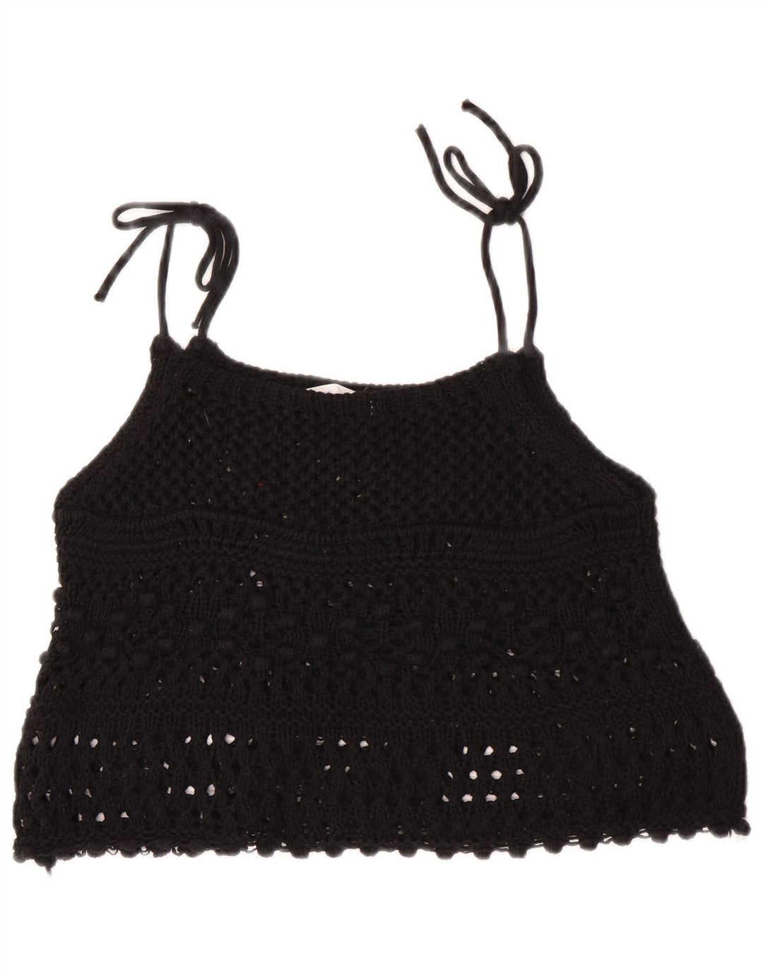 Zara Womens Sleeveless Crochet Crop Top UK 12 Medium Black