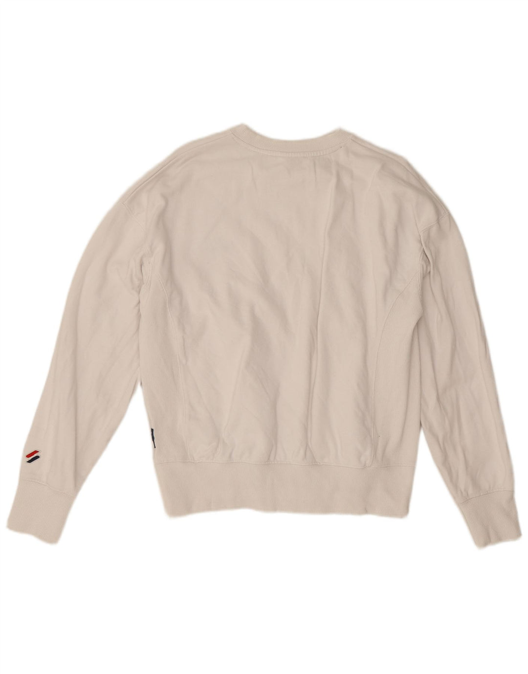 Superdry Womens Sweatshirt Jumper UK 14 Large White Cotton