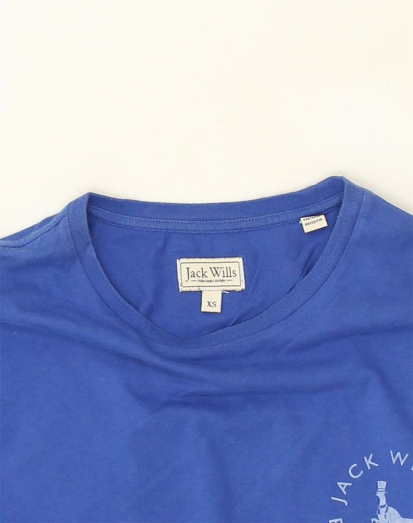 JACK WILLS Mens Graphic T-Shirt Long Sleeve XS Blue Cotton | Vintage Jack Wills | Thrift | Second-Hand Jack Wills | Used Clothing | Messina Hembry 