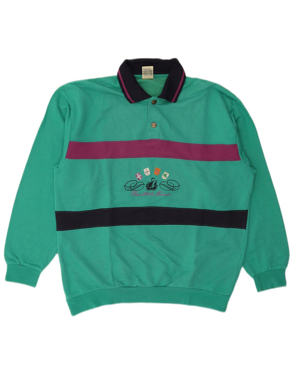 Campagnolo Mens Sweatshirt Jumper UK 40 Medium Turquoise Colourblock