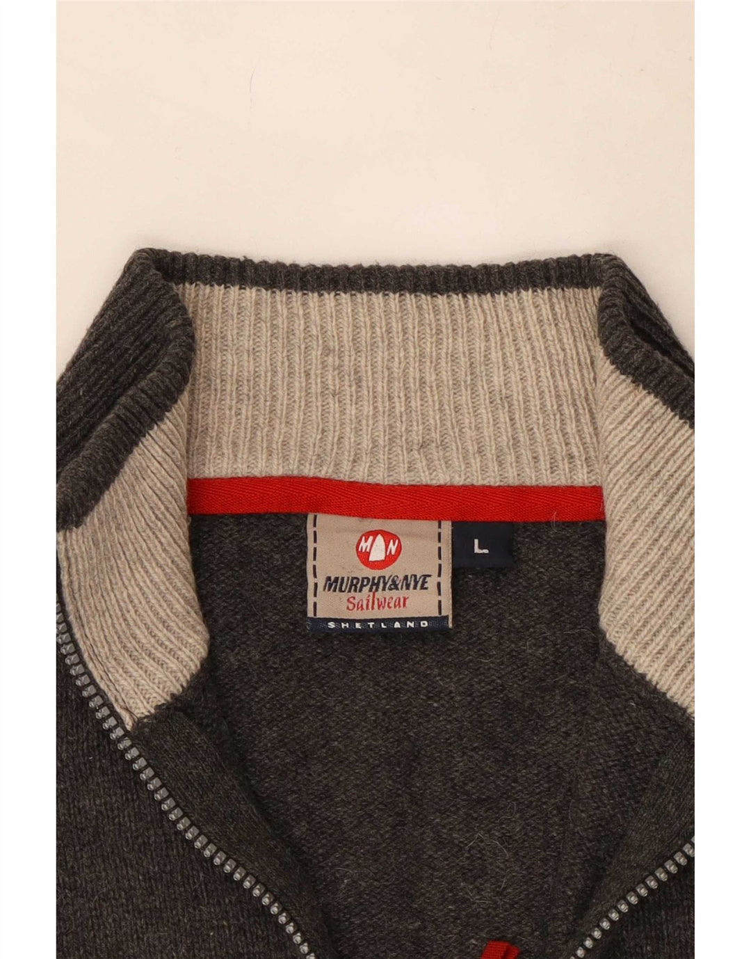 Murphy & Nye Mens Zip Neck Jumper Sweater Large Grey