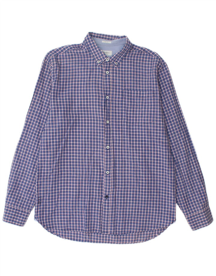 PEPE JEANS Mens Shirt XL Blue Check Cotton