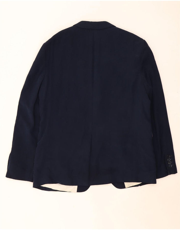 Zara Mens 2 Button Blazer Jacket IT 54 2XL Navy Blue Viscose