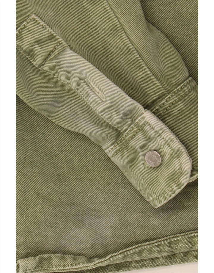 ZARA Mens Relaxed Fit Denim Shirt Medium Green Cotton