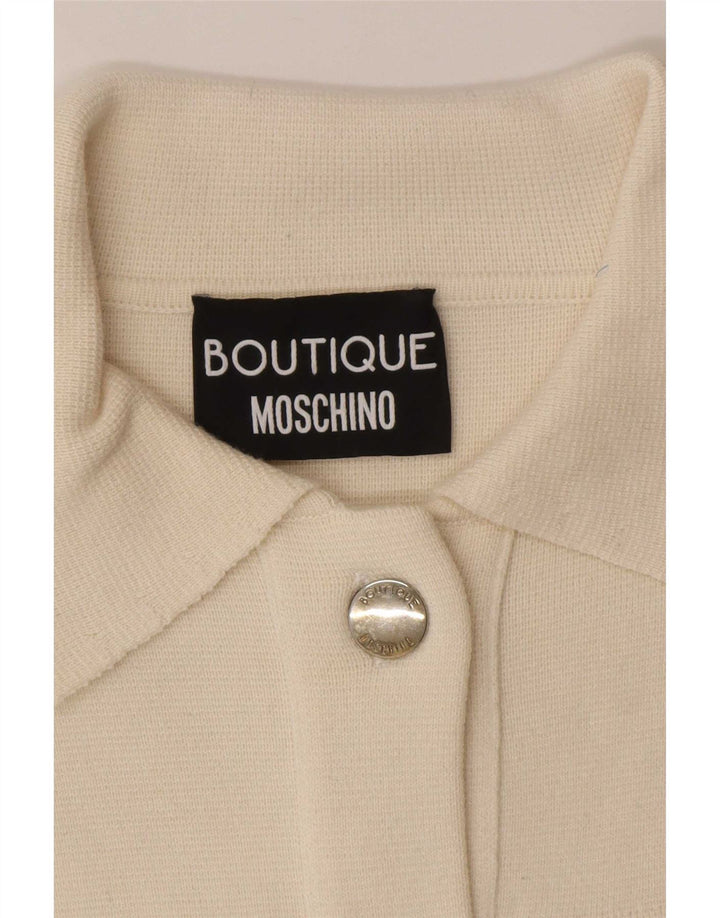 Moschino Womens Cardigan Sweater UK 8 Small Off White Wool