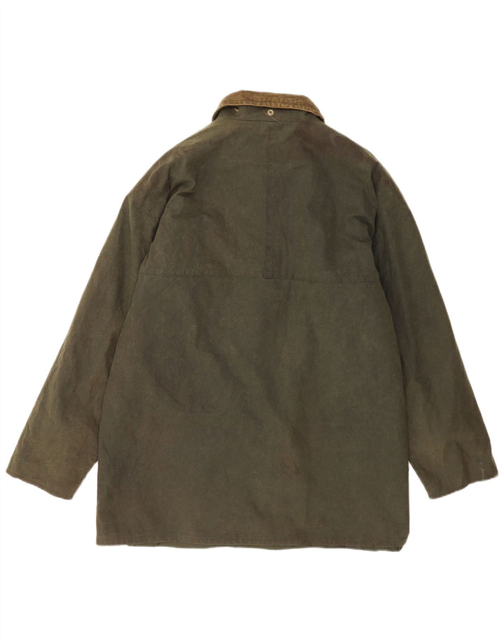 Vintage Mens Waxed Cotton Overcoat UK 40 Large Green