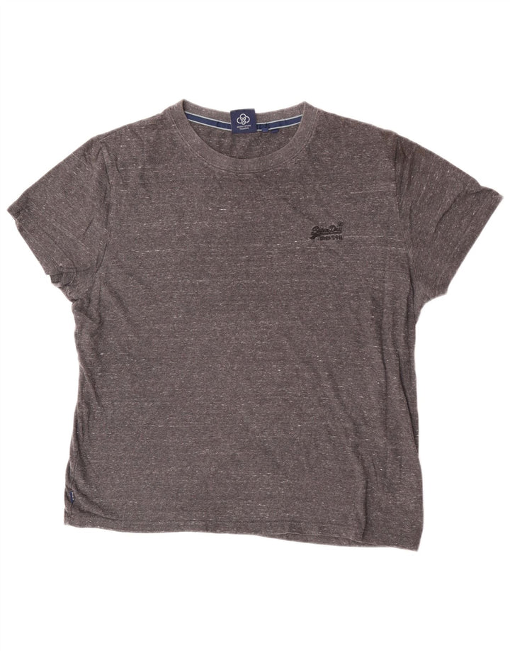 Superdry Mens T-Shirt Top XL Grey Flecked Cotton